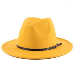 Berets Classic Leather Fedoras Hat Men Felt Jazz Hats Floppy Women Autumn Winter Casual Top Cap For Wedding Party