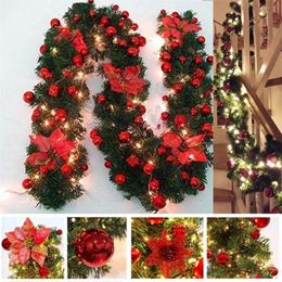 Christmas Decorations 6 Colors 27M Luxury Christmas Decorations Garland Decoration Rattan with Lights Xmas Home Party Christmas Tree Decorations 220921