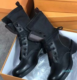 2022 boots Women Canvas Leather Ankle Boots winter Martin shoes Lace-up booties 2020