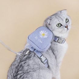 Dog Collars Pet Harness And Leash Cute Pattern Outdoor Travel Cat Backpack For Kitten Puppy Ventilate Comfortable Accessory