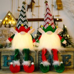 Christmas Decorations 6 PCS Christmas Gnome Lights with Bell Plush Tomte Ornament Santa Scandinavian Figurine Xmas Doll Decoration Home Party Gifts XB 220921