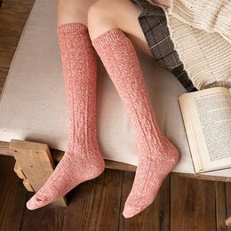 Sports Socks Women's Calf High Stockings Thick Knitting Long Elastic Rib Design Below Knee Warm Legs Tights For Winter Fall B2Cshop