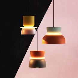 Pendant Lamps Nordic Multicolor Led Lamp Creative Candy Colour Bedroom Bedside Kitchen Restaurant Bar Cafe Decor Hanging Light Fixtures