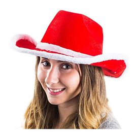 Red Cowgirl Hat Cowboy Hat Feather Trim Headgear Crown Halloween Christmas Cow Girl Costume Fun Party