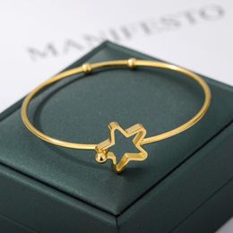 Bangle Stainless Steel Star Bracelet For Women Gold Colour Stars Bracelets 2022 Jewellery Valentines Day Gift Pulseras Mujer