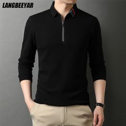 Men's Polos High End 100% Cotton Designer Fashion Brand Polo Shirt Korean Top Quality Casual Long Sleeve Tops Clothes 220920