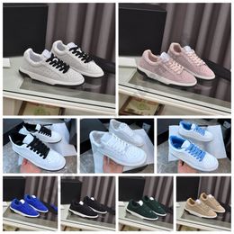 22ss Designer suede flat casual shoes white black panda sneaker lace-up round head women freeway sneakers cut-out thick soles skateboard shoe