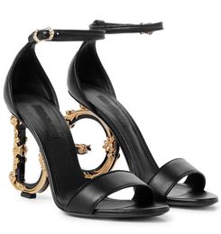 Famous Brand Women Keira Sandals Shoes Women Pop Baroque Shaped Heels Carbon Party Wedding Lady Gladiator Sandalias EU35-43
