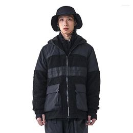 Men's Jackets Pupil Travel Fleece Jacket With Hood Front Pockets Techwear Streetwear Harajuku Japanese Street Style