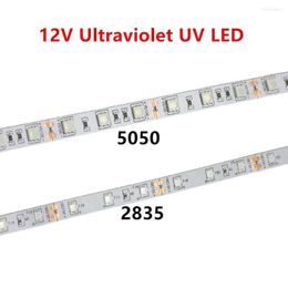 12v uv led UK - Strips UV Led Strip 395-405nm Ultraviolet 2835 3528 SMD 60led m Flexible Ribbon String Tape Lamp 12V For DJ Fluorescence Party