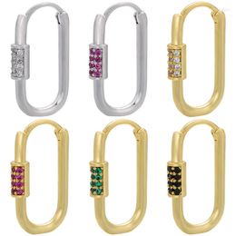 Hoop Earrings ZHUKOU Gold Colour Small Geometric Rounded Rectangular Women Hoops Plated VE352