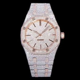 15400 Luxury Full Diamond 15500 Orologio da uomo impermeabile al fondo completamente automatico