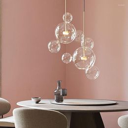 Pendant Lamps Modern LED Chandelier Glass Bubble Lamp For Living Room Children's Hanging Light Decor Bar Indoor Fixtures