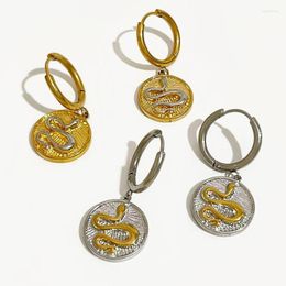 -Orecchini a cerchio peri'sbox mix moneta per cameo di serpente di colore oro/argento per donne medaglioni in acciaio inossidabile serpente huggie