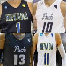 Nik1 NCAA College Nevada Wolf Pack Basketball Jersey 24 Caroline 40 Vincent Lee 42 K.J. Hymes 54 Zach Wurm Custom Stitched