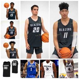 Nik1 NCAA College Xavier Musketeers Basketball Jersey 11 Bryce Moore Keonte Kennedy 12 Dontarius James 13 Naji Marshall Custom Stitched