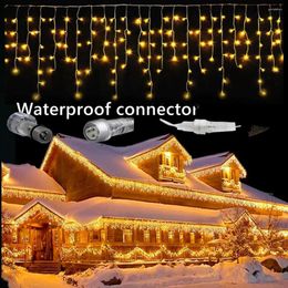 Strings Christmas Decorations For House 2022 Street Garland Winter LED Festoon Icicle Curtain Light Droop 0.5/0.6/0.7M EU Plug Outdoor