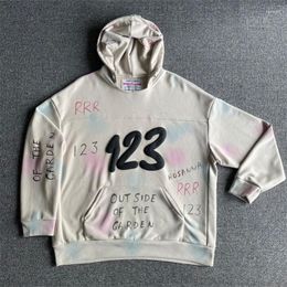 Men's Hoodies RRR123 Hoodie Tie Dyed Washed Make Old Foam Printing Sweatshirts Men Women High Quality Vintage Hand-painted Graffiti