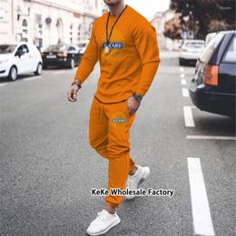 Men's Tracksuits Man Tracksuit Solid Colour France Ricard 3D Printed Long Sleeves Tshirt 2-piece Set Jogging Suit Designer Male Outfits