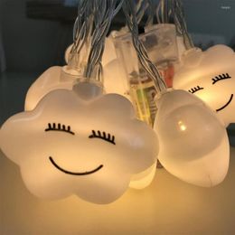 Strings Decoration 2M 10 Leds LED Smile Cloud String Lights Battery Powered Indoor Ambient Lighting For Garden Party Wedding