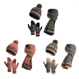 Berets Winter Hat Scarf Glove Set 3 Pieces Beanie And Touch Screen Gloves Sets Skull Caps Neck Scarves For Men