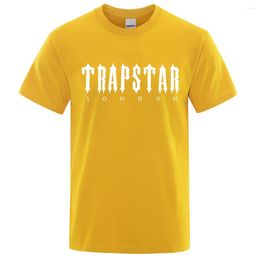 Men's T Shirts Trapstar London Undersea Blue Printed T-Shirt Men Summer Breathable Casual Short Sleeve Street Oversized Cotton BrandMotion current2023