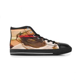 GAI Men Custom Design Shoes Canvas Sneakers Hand Painted Women Black Fashion High Cut Trainers