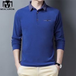Men's Polos Classic Solid Color Shirts Men High Quality Thick Winter Warm Long sleeve Tee Shirt Slim Fit Camisa T968 220920