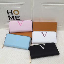 Candy Colors Zipper Wallets Interior Zippers Pocket Purse High Capacity Ladies Credit Card Holders Wallet With Box