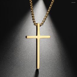Pendant Necklaces My Shape Christian Cross Stainless Steel Chain Necklace Men Black Colour Choker Amulet Religious Jesus Jewellery Gift