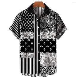 Men's Casual Shirts 2022 Men's Clothing Shirt Men Fashion Cashew Flower Geometric Printed Single-breasted For Tops