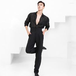 Stage Wear Male Latin Dance Shirts Modern Ballroom Performance Trousers Adult Men Chacha Samba Rumba Costume SL5336