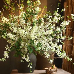 Decorative Flowers Artificial 100cm Snow Willow Flower Silk Texture American Pastoral Style Living Room Soft Decoration Diy Shooting Props