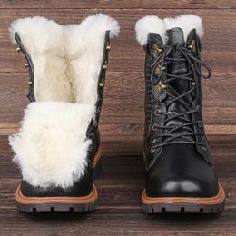 Boots Size 40-48 Natural Wool Winter Genuine Leather Shoes Men Warmest Snow #YM1568