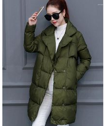 Women's Trench Coats 2022 Winter Design Fashion Lapel Long Parkas Black Military Green And Wine Red
