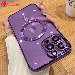 charge case Australia - Cell Phone Cases Luxury Plating Magnetic Wireless Charge Case For iPhone 13 14 12 11 Pro Max XS Mini X XR 8 Plus Clear Soft Silicone funda Cover Y2209