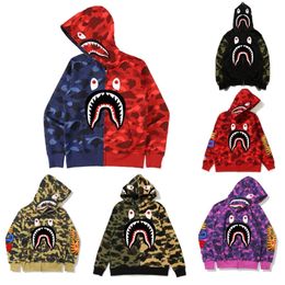 Men's Hoodies Sweatshirts Trendy Winter Fashion Camouflage Couple Wear Casual Cardigan Hooded Bapes Shark Jacket Street Style 220920