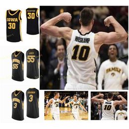 Nik1 NCAA College Iowa Hawkeyes Basketball Jersey 24 Nicolas Hobbs 3 Bohannon 30 Connor McCaffery 35 Cordell Pemsl Custom Stitched