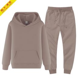 Men's Tracksuits Tracksuit Winter Fleece Male Hoodies Pants Sets Brown black Fashion Jogger Sportswear undefined Clothing 220920