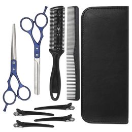 Scissors Shears 8pcs Professional Hairdressing Barber Set Cutting Thinning Comb pins cut 220921