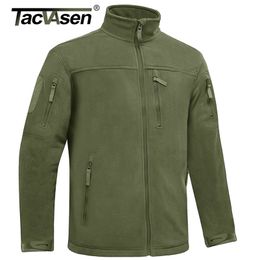 Men's Jackets TACVASEN Winter Tactical Fleece Jacket Mens Army Military Hunting Jacket Thermal Warm Security Full Zip Fishing Work Coats Outer 220921