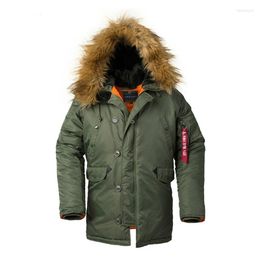 Men's Down Men's & Parkas 2022 Winter N3B Puffer Jacket Men Long Canada Coat Military Fur Hood Warm Trench Camouflage Tactical Bomber