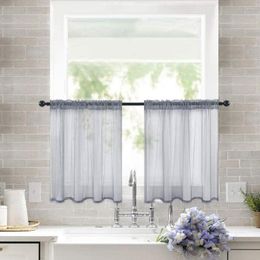 Curtain Sheer Curtains Waffle Weave Tier Half Window Tulle Drape Rod Pocket Short Voile Valance For Kitchen Bathroom