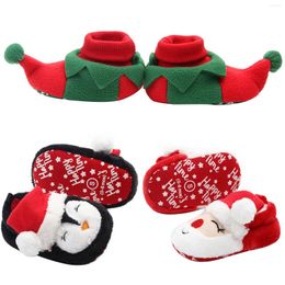 First Walkers 2022 Born Infant Baby Boy Girl Christmas Crib Shoes Cute Cartoon Slippers Soft Sole Anti-Slip Walking 0-13M