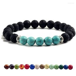 Strand Natural Volcanic Stone Bracelets Charm Women Chakra Balance Beads Men Black Lava Bangles Fashion Buddha Cuff Jewellery Gift