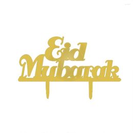 Festive Supplies Eid Mubarak Cake Topper Inserting Card Acrylic Ramadan Decor Festival Anniversary Party