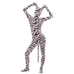 Lycar Spandex unisex Catsuit Costumes Animal zebra Costume Zentai Full Body Cosplay jumpsuit full mask with ears and tail