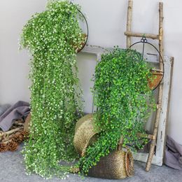 Decorative Flowers Artificial Plants 85cm Willow Buds Green Radish Leaves Vines Plastic Hanging Wall Home Decor