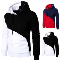 Men's Hoodies Men Two-Colour Arc Splicing Design Streetwear Casual Fashion Autumn Arrival Long Sleeve Knit Top