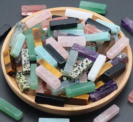 Natural Crystal Stone Rectangle Charms Amethyst Rose Quartz Pendants Charms Trendy for Necklace Earrings Jewelry Making
